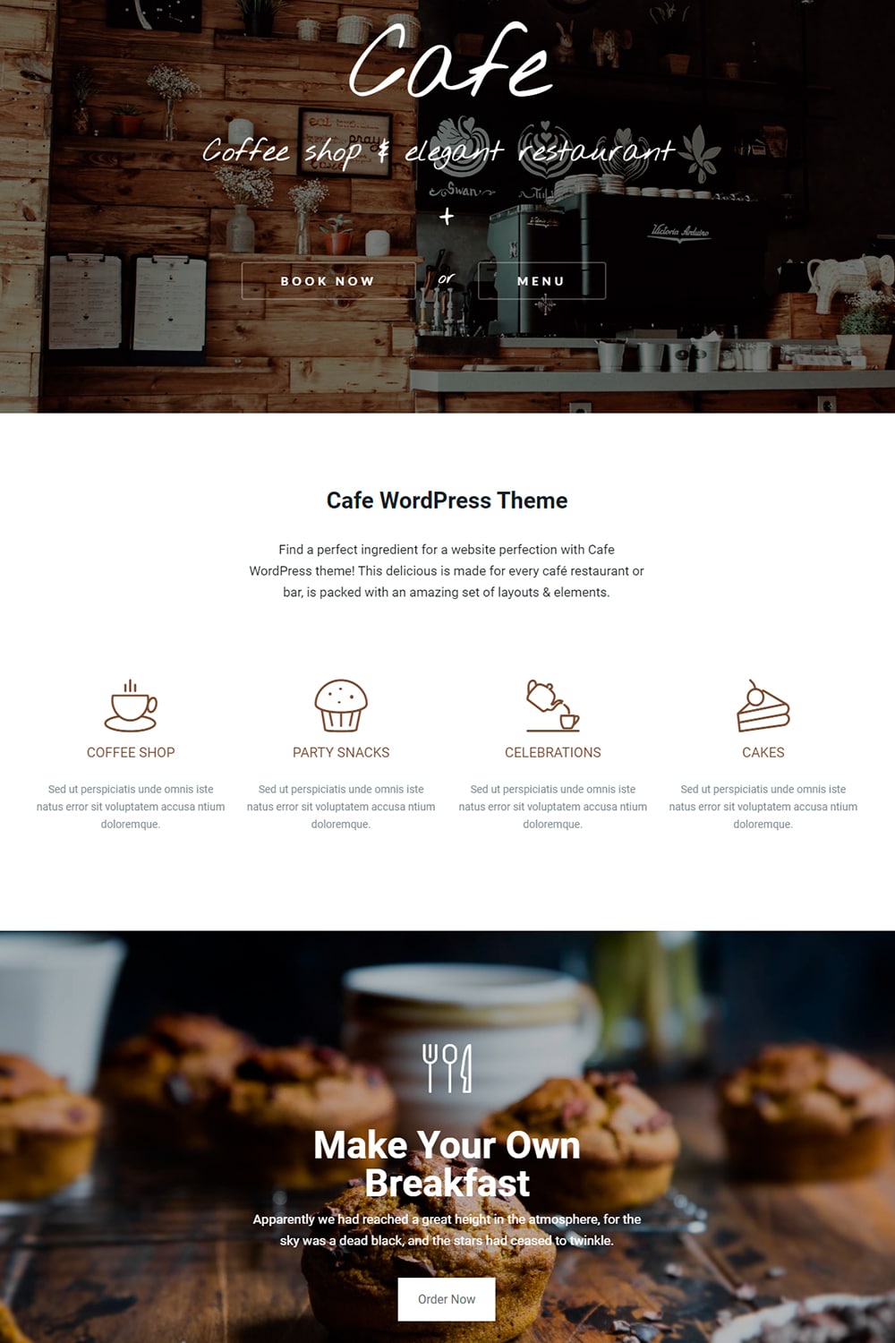 Cafe WordPress Theme Restaurant site builder coffee shop bar best template