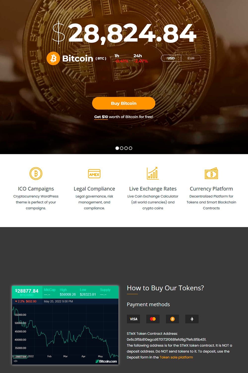 Cryptocurrency WordPress Theme Blockchain template