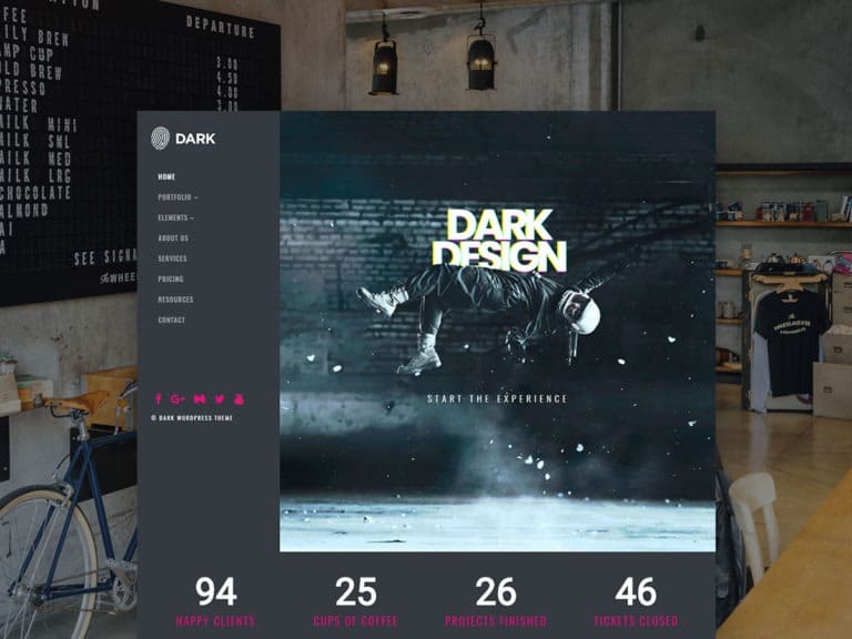 Dark WordPress Theme – Live Website Builder