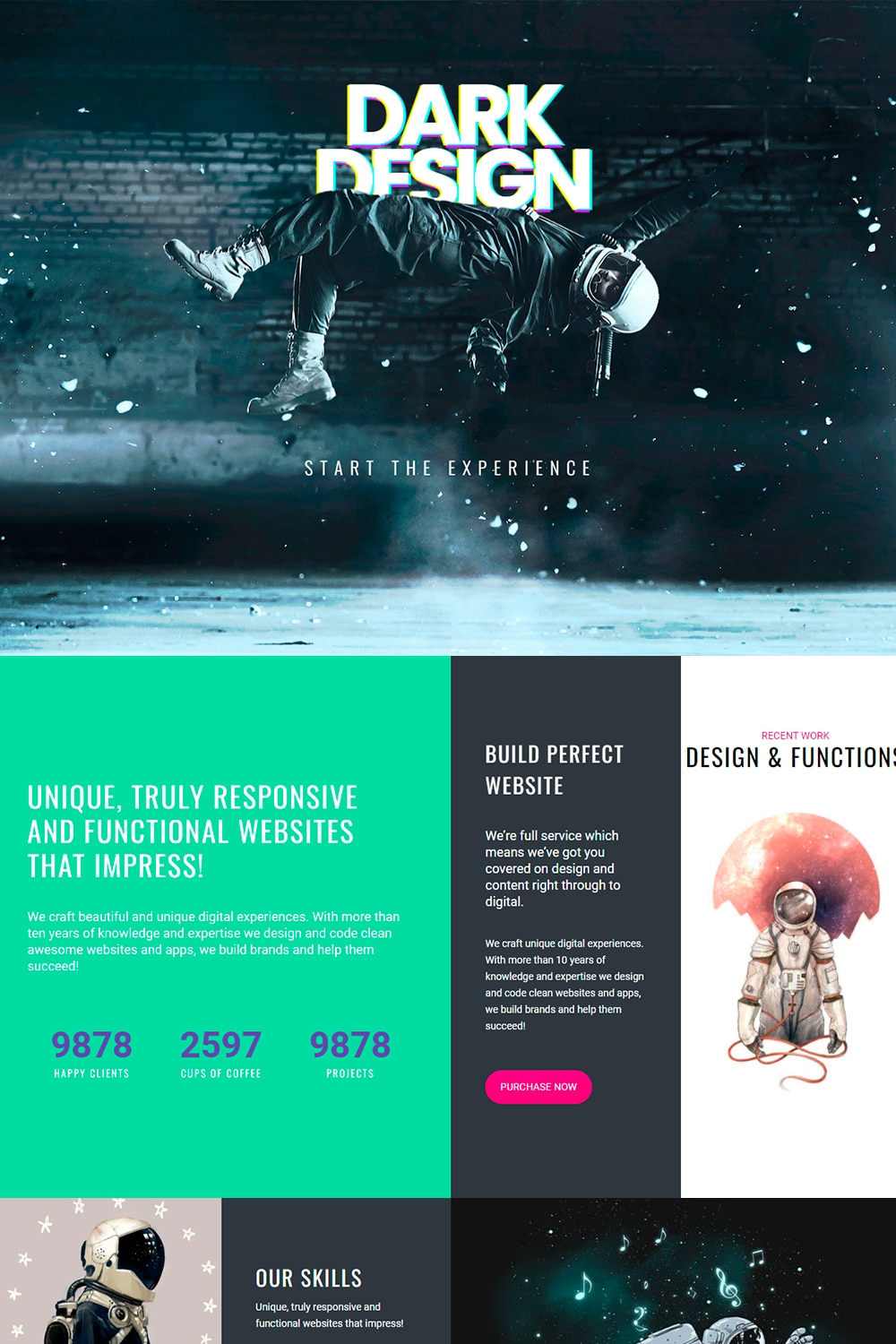 Dark WordPress Theme Site Builder Template Creative Multipurpose
