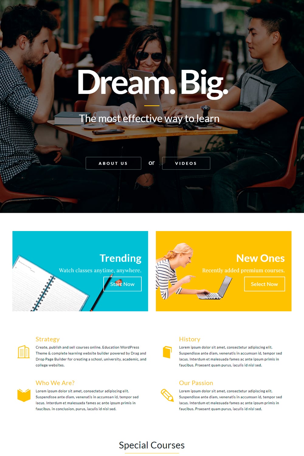 Education WordPress Theme and template website builder LMS courses