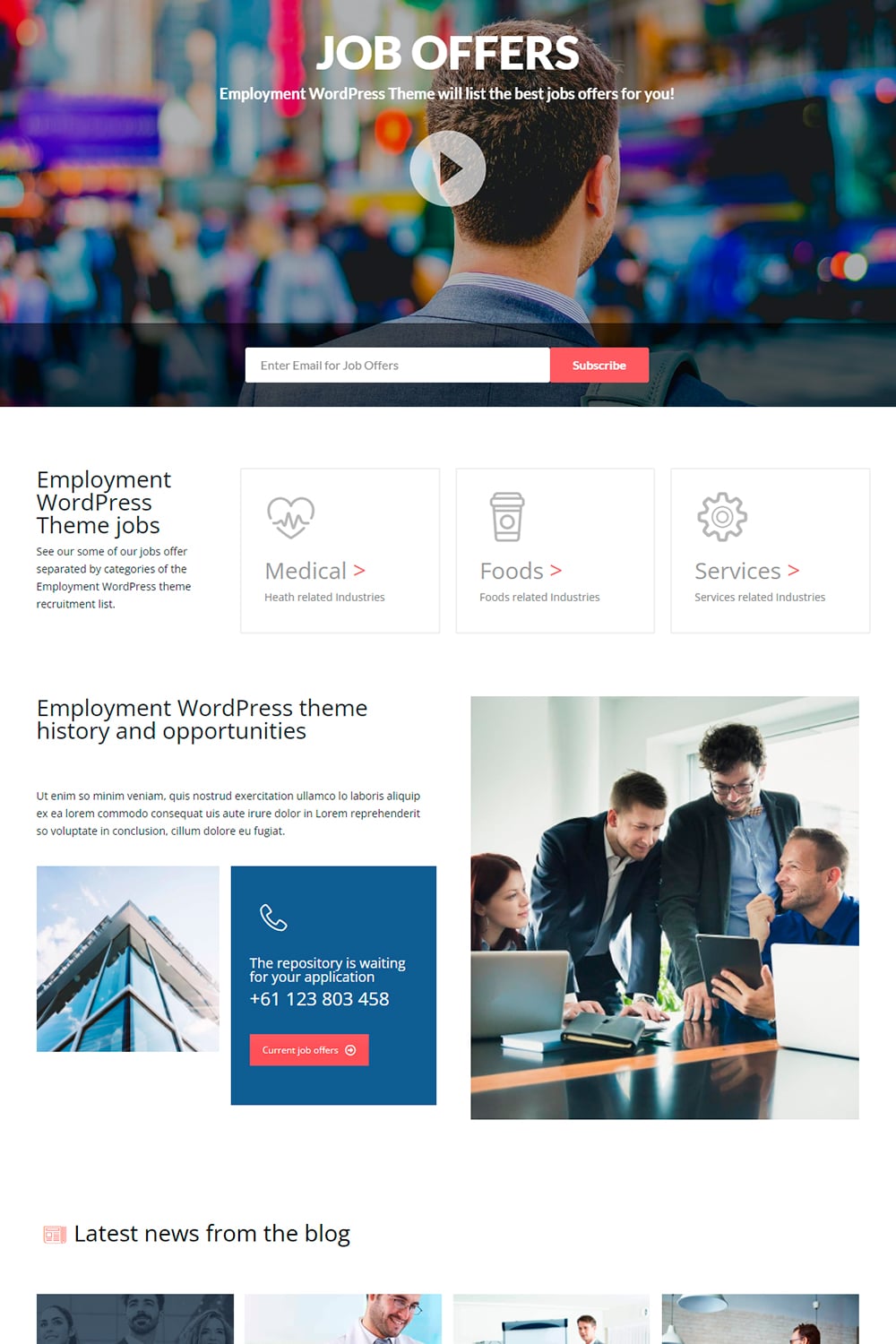 Employment WordPress theme site builder template job board portal recruitment