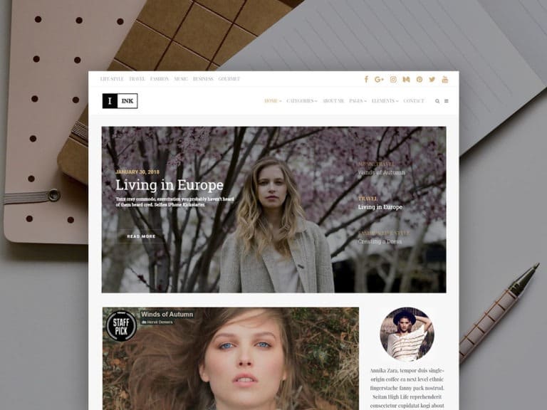 Ink WordPress Theme – Blog Minimalist Magazine Responsive Template