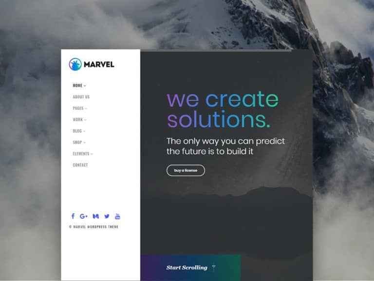 Marvel WordPress Theme – Vertical Navigation Menu Template