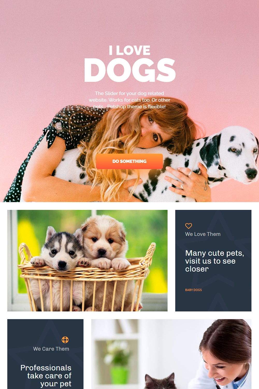 Petshop WordPress Theme and Template website builder Veterinary care store Pet Care
