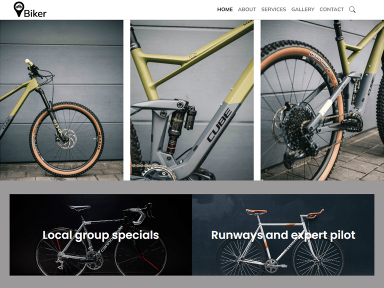Biker-Anzu theme Borderless plugin WordPress pre-built website template