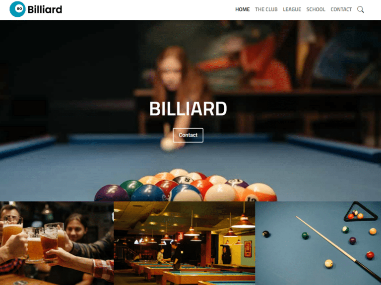 Billiard-Anzu theme Borderless plugin WordPress pre-built website template