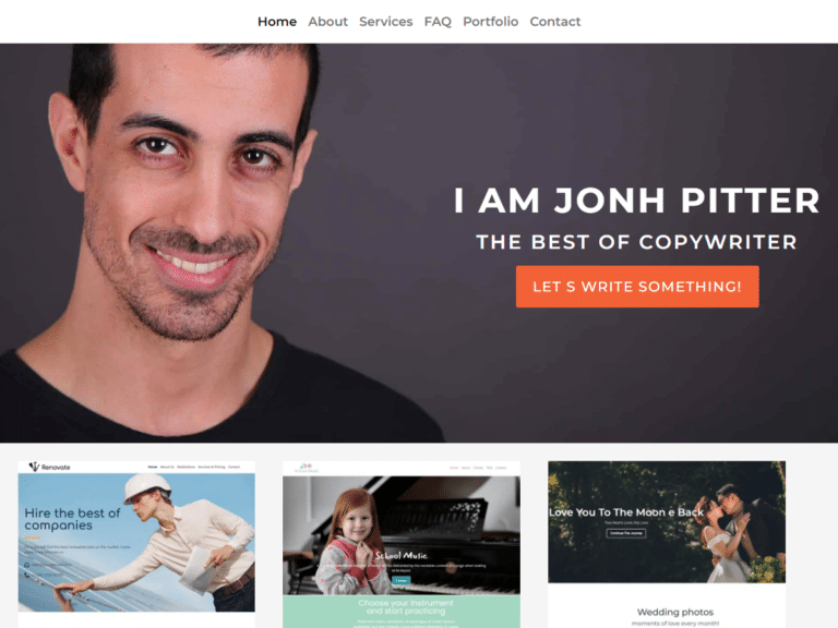 Copywriter-Anzu theme Borderless plugin WordPress pre-built website template