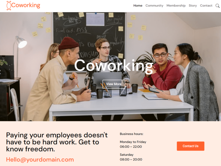 Coworking-Band-Anzu theme Borderless plugin WordPress pre-built website template