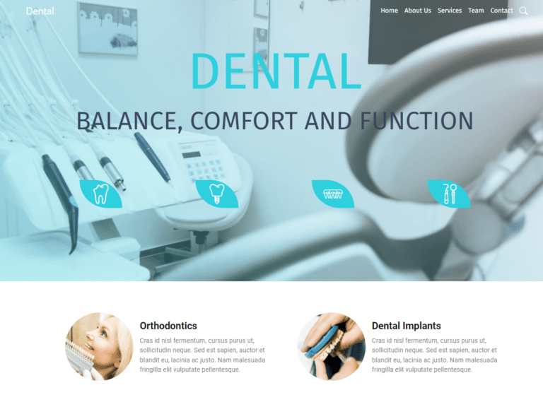 Dental-Anzu theme Borderless plugin WordPress pre-built website template