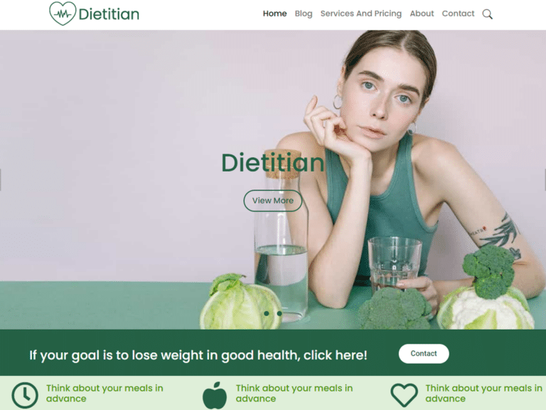 Dietitian-Band-Anzu theme Borderless plugin WordPress pre-built website template