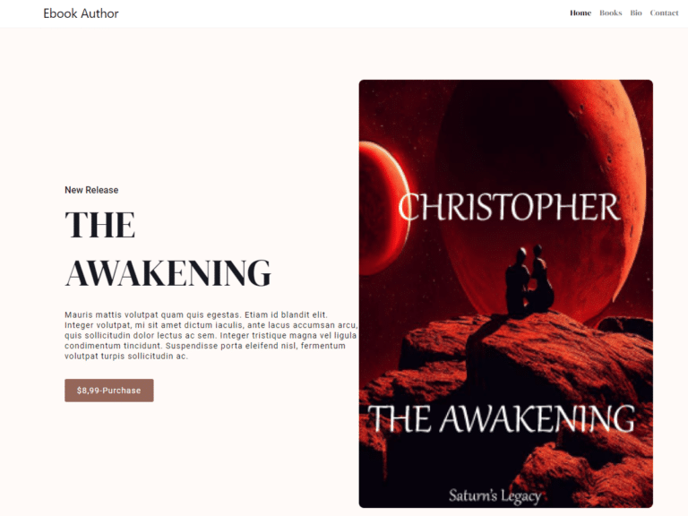 Ebook-Author-Anzu theme Borderless plugin WordPress pre-built website template